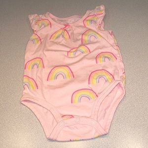 Baby Flutter Sleeve Pink Rainbow 🌈 Print Onesie
